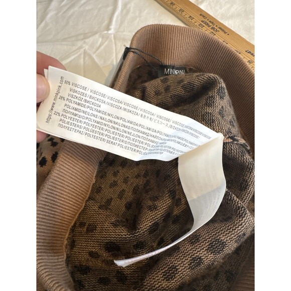 MINKPINK Luca Knit Leopard‎ Midi Skirt Tan Black Size L NWT Y2K Style - Picture 5 of 13